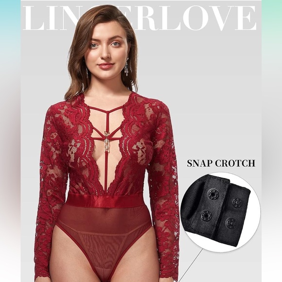 Wine Lace Bodysuit - Picture 4 of 4
